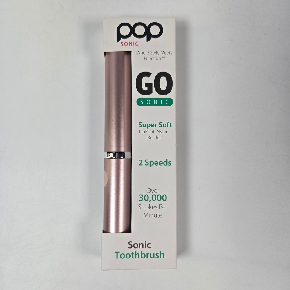 Pop Sonic Go Sonic Toothbrush Rose Gold Portable 2 Speed Travel New